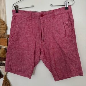 Linen Blend Chambray Chino Shorts By Bruno Mens 30 10" Inseam Red Lightweight